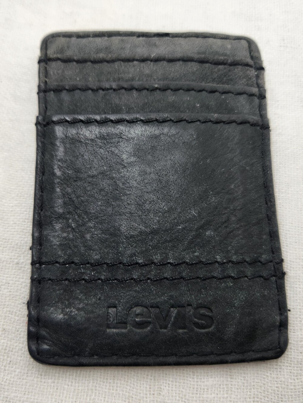 Levi's Black Leather Money Clip Wallet 2.75" x 4"